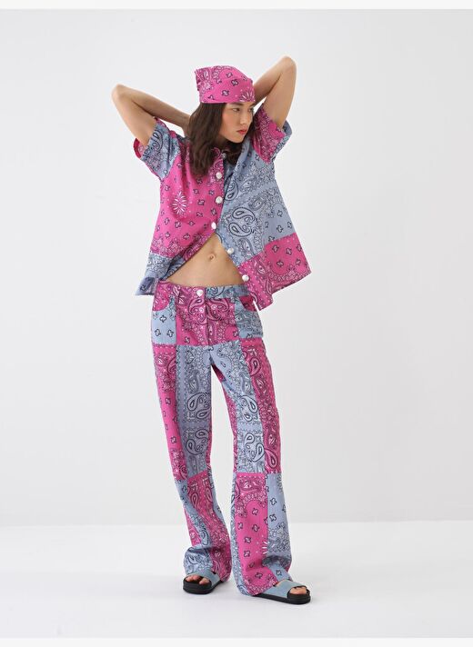 Pembe Oversize Pamuklu Pantolon 4