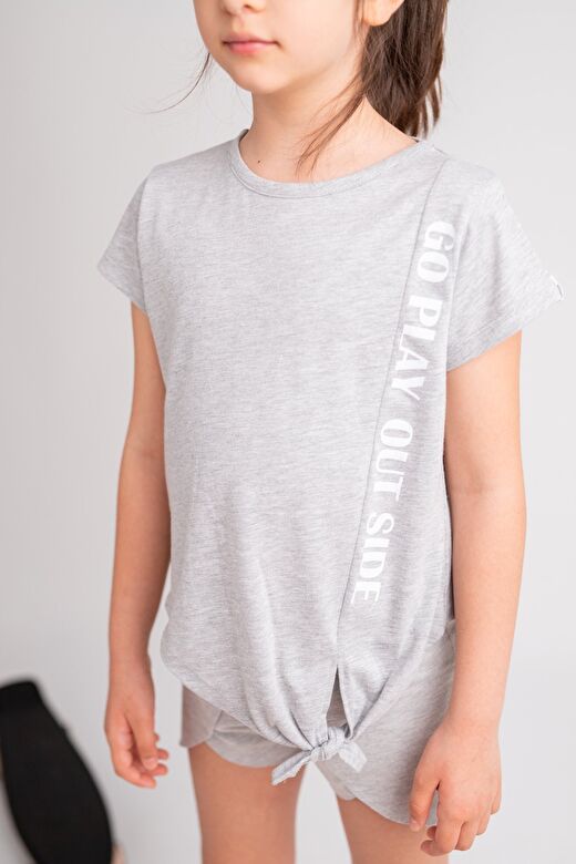 Kız Çocuk Grimelanj Go Play Baskılı ve Bağlamalı T-Shirt (4-12yaş) 2