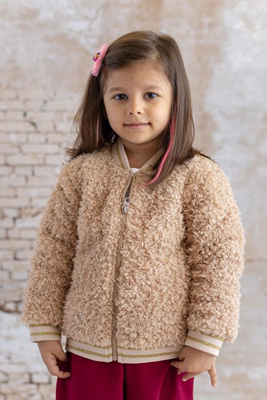 Kız Bebek Peluş Mont - Bej 1
