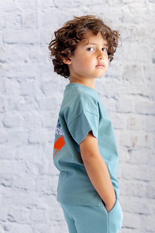 Erkek Çocuk Baskılı T-Shirt - Mint 2