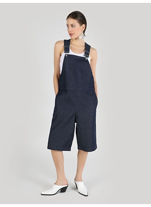 Regular Fit Yüksel Bel Düz Kadın Mavi Jean Şort Cl1065890 4