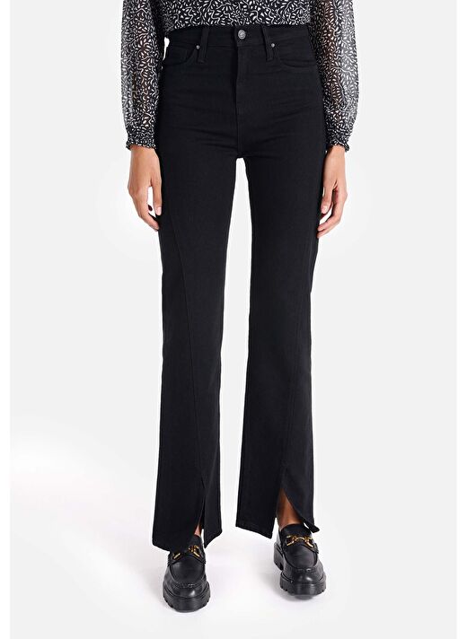 729 Maggy Regular Fit Yüksel Bel Yırtmaçlı Paça Kadın Mavi Jean Pantolon Cl1066482 4
