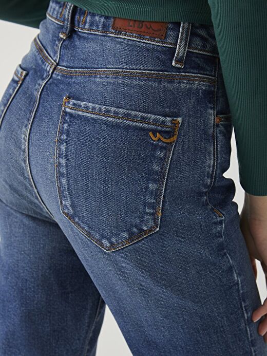 Dores Yüksek Bel Dar Paça Slım Mom Jean Pantolon 4