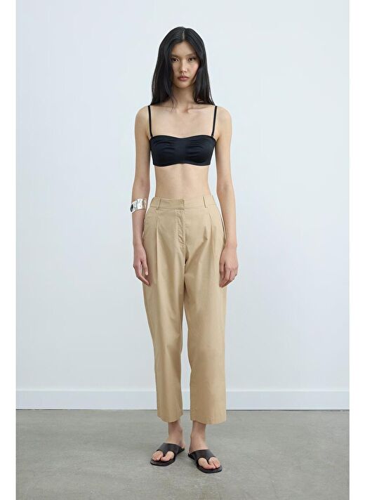 Camel Paper Poplin Pantolon 3