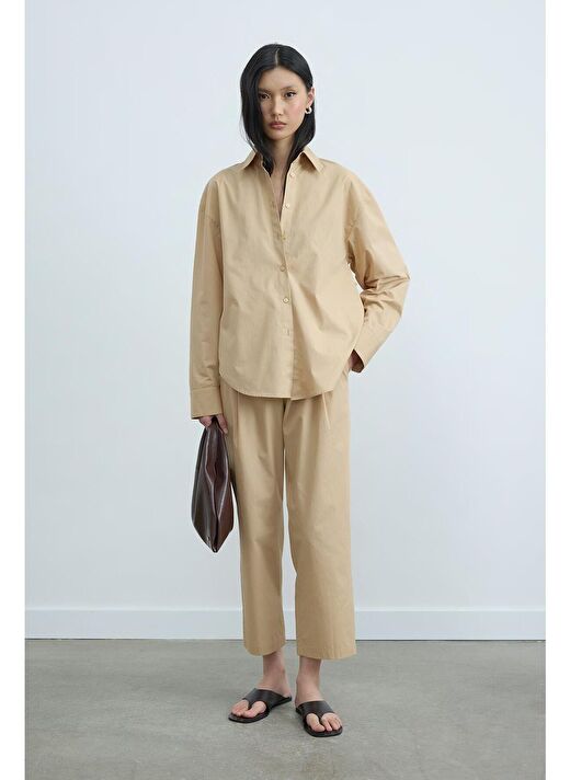 Camel Paper Poplin Pantolon 2