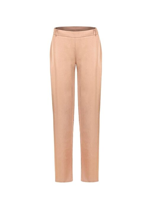 Beli Lastikli Bol Paça Saten Pantolon - Camel 4