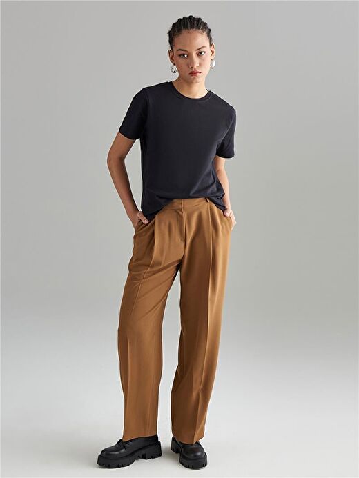 Bol Paça Krep Pantolon - Camel 1