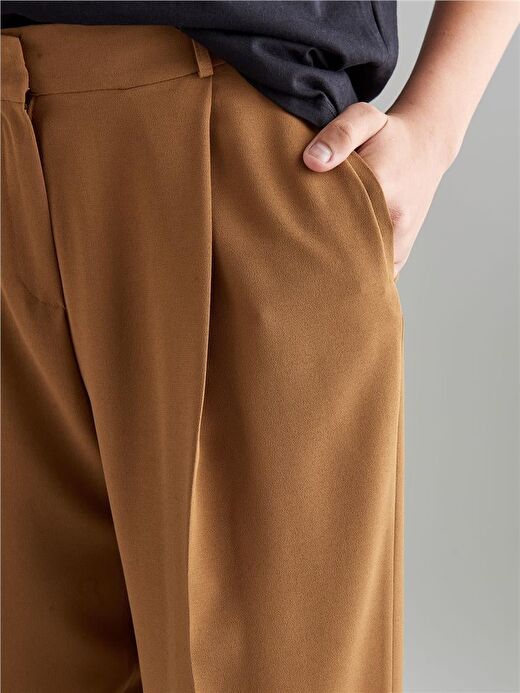 Bol Paça Krep Pantolon - Camel 2