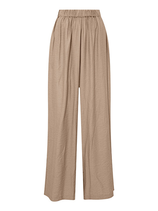 Beli Lastikli Rahat Kesim Bol Paça Pantolon - Bej 3