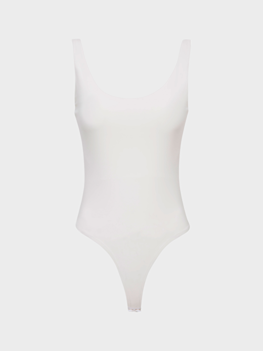 Yuvarlak Yaka Kesimli Askılı Body - Ekru 1