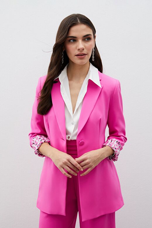 Mono Yaka Klasik Ceket - Pembe 3