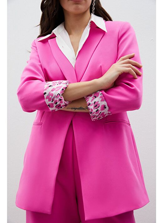 Mono Yaka Klasik Ceket - Pembe 4