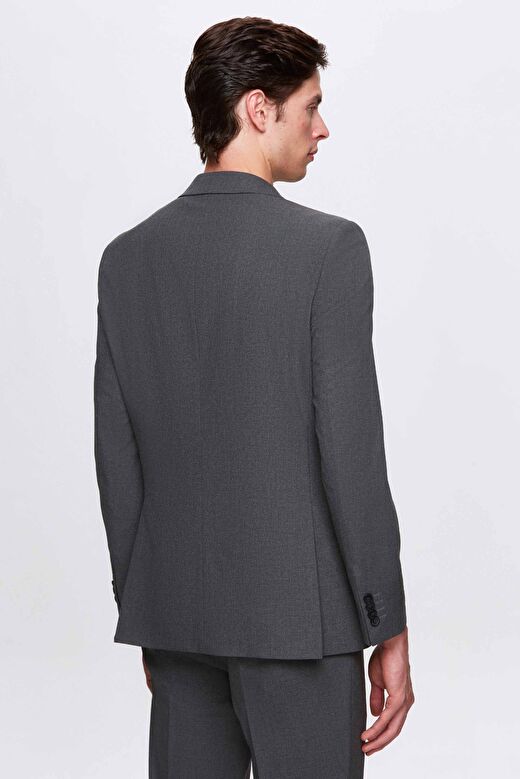 Ds Damat Slim Fit Gri Düz Mono Yaka Çift Yırtmaçlı Astarlı Takim Elbise 4