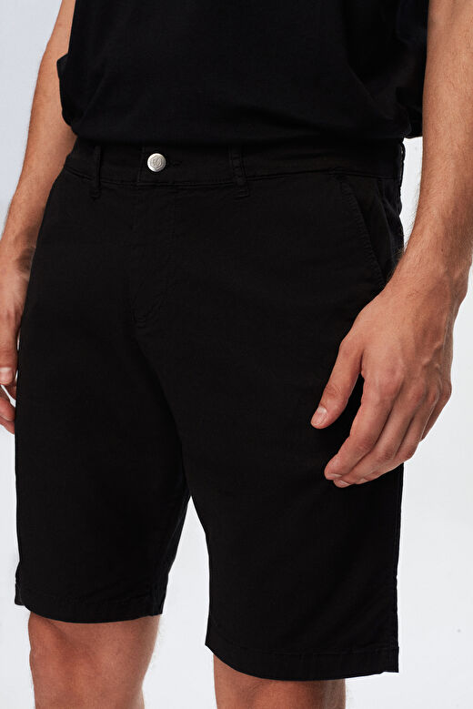 Ds Damat Slim Fit Siyah Yandan Cepli Pamuklu Chino Şort 3