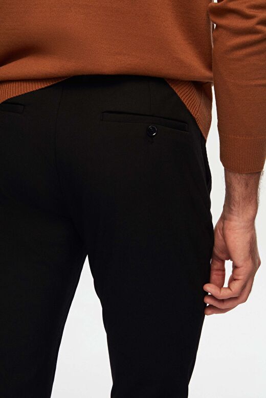 Ds Damat Slim Fit Siyah Beli Lastikli Bağcıklı Fermuarlı Likralı Rahat Jogger Pantolon 4