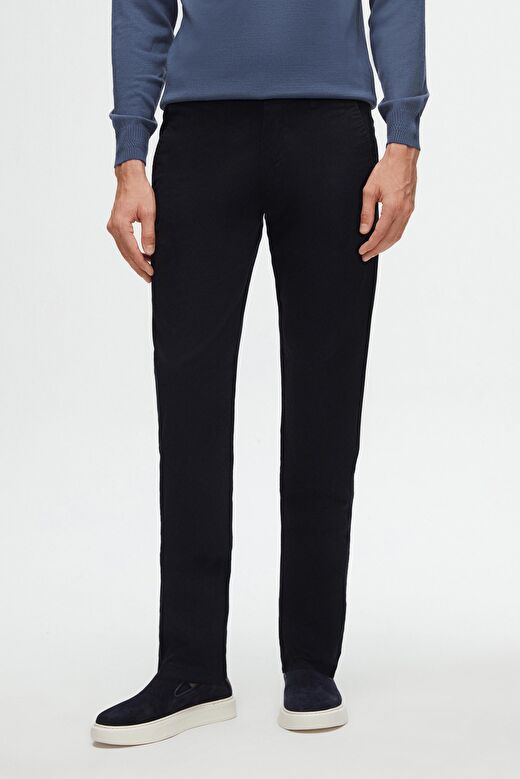 Ds Damat Slim Fit Lacivert Armürlü Yan Beli Lastikli Esnek Likralı Yandan Cepli Chino Pantolon 1