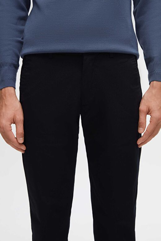 Ds Damat Slim Fit Lacivert Armürlü Yan Beli Lastikli Esnek Likralı Yandan Cepli Chino Pantolon 3