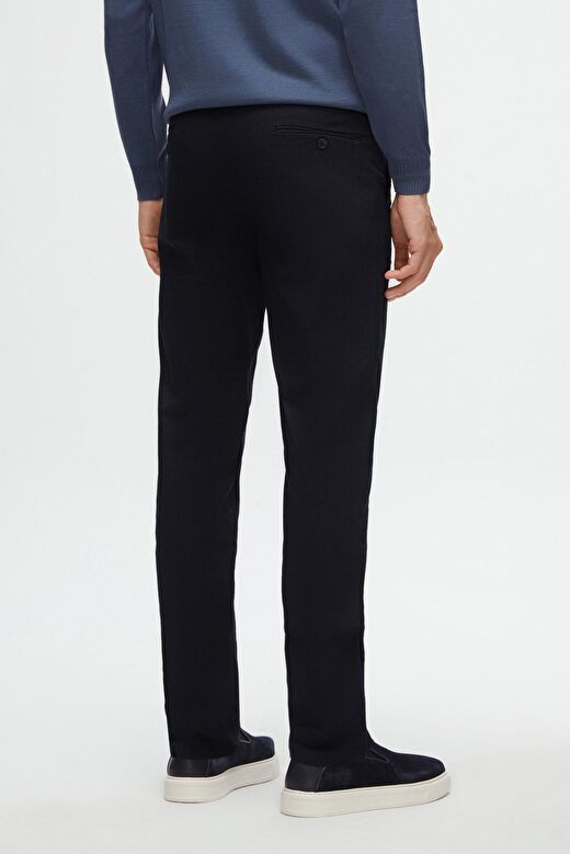 Ds Damat Slim Fit Lacivert Armürlü Yan Beli Lastikli Esnek Likralı Yandan Cepli Chino Pantolon 4