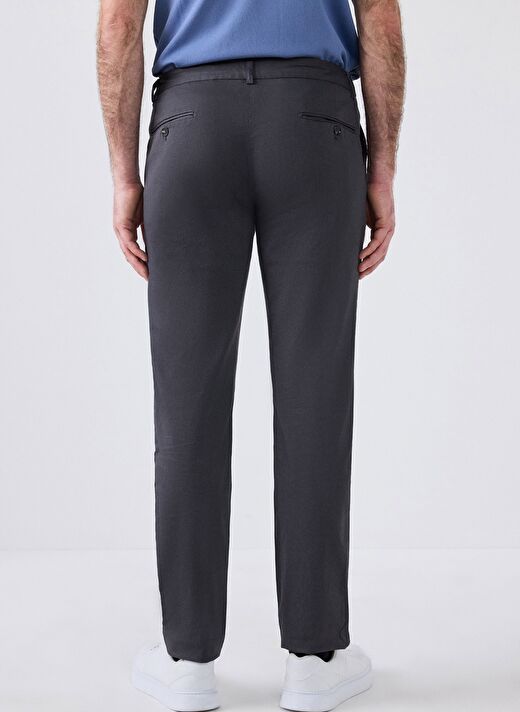 Ds Damat Slim Fit Antrasit Armürlü Yan Beli Lastikli Esnek Likralı Yandan Cepli Chino Pantolon 4