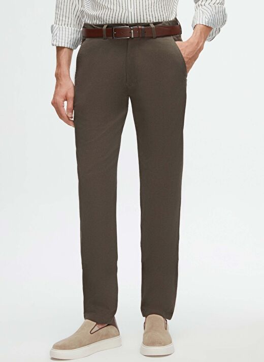 Ds Damat Slim Fit Haki Armürlü Yan Beli Lastikli Esnek Likralı Yandan Cepli Chino Pantolon 1