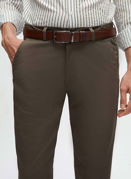 Ds Damat Slim Fit Haki Armürlü Yan Beli Lastikli Esnek Likralı Yandan Cepli Chino Pantolon 3