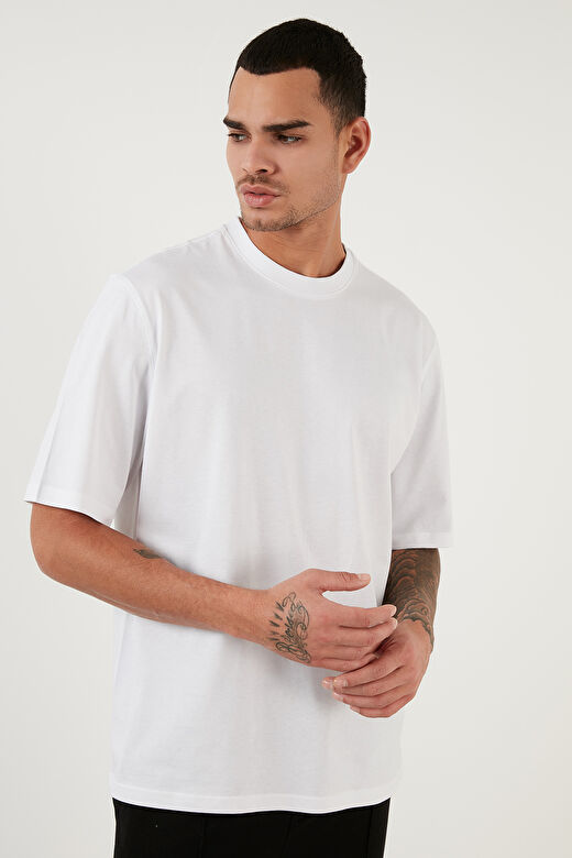 Buratti Pamuklu Oversize Bisiklet Yaka Basic Erkek T Shirt 5902365 2