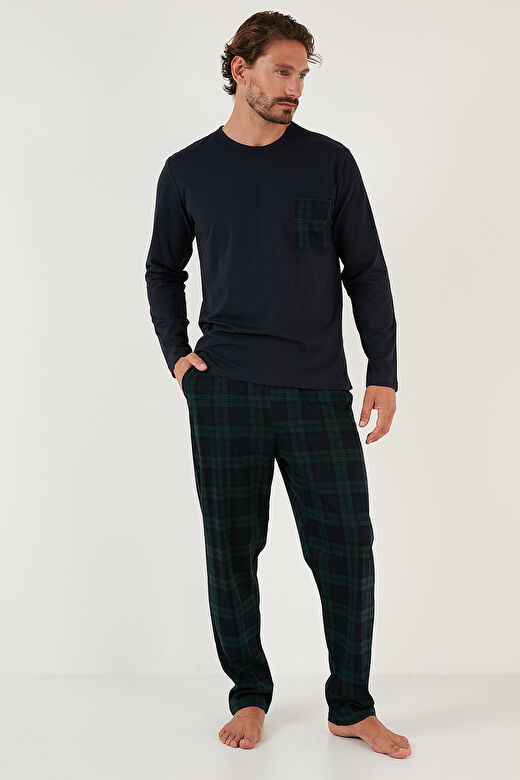 Buratti Ekoseli Cepli Beli Lastikli % 100 Pamuk Regular Fit Pijama Takımı Erkek PİJAMA TAKIMI 657200 2