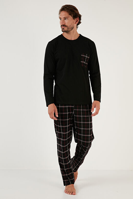 Buratti Ekoseli Cepli Beli Lastikli % 100 Pamuk Regular Fit Pijama Takımı Erkek PİJAMA TAKIMI 657200 2