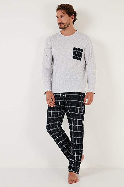 Buratti Ekoseli Cepli Beli Lastikli % 100 Pamuk Regular Fit Pijama Takımı Erkek PİJAMA TAKIMI 657200 2