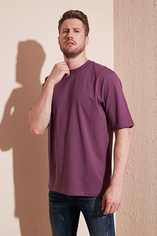 Buratti Pamuklu Oversize Bisiklet Yaka Basic T Shirt Erkek 5902365 1