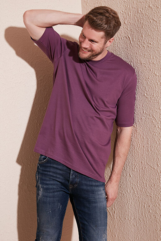 Buratti Pamuklu Oversize Bisiklet Yaka Basic T Shirt Erkek 5902365 2