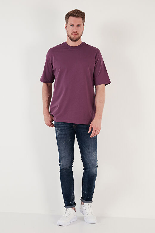 Buratti Pamuklu Oversize Bisiklet Yaka Basic T Shirt Erkek 5902365 4
