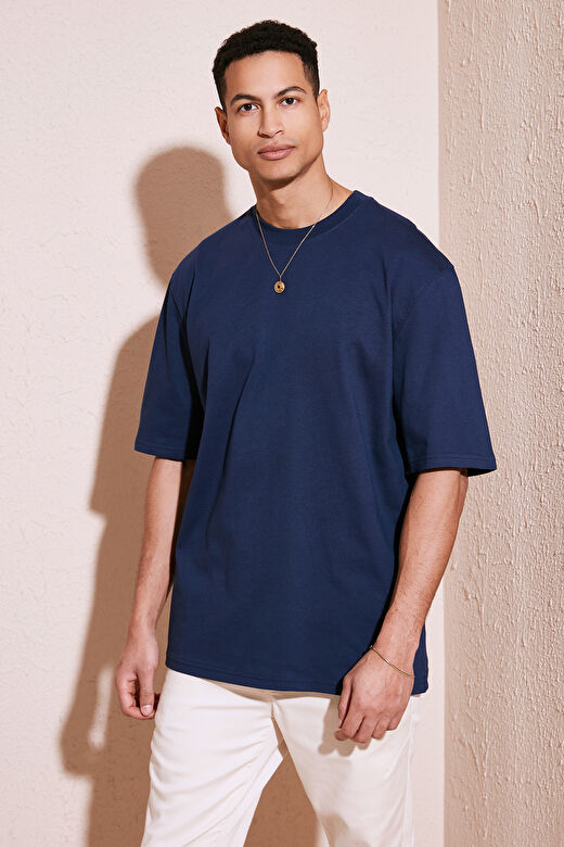 Buratti Pamuklu Oversize Bisiklet Yaka Basic Erkek T Shirt 5902365 2