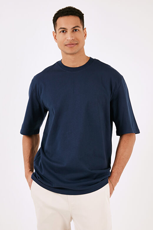 Buratti Pamuklu Oversize Bisiklet Yaka Basic Erkek T Shirt 5902365 4