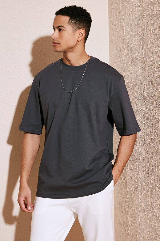 Buratti Pamuklu Oversize Bisiklet Yaka Basic Erkek T Shirt 5902365 3