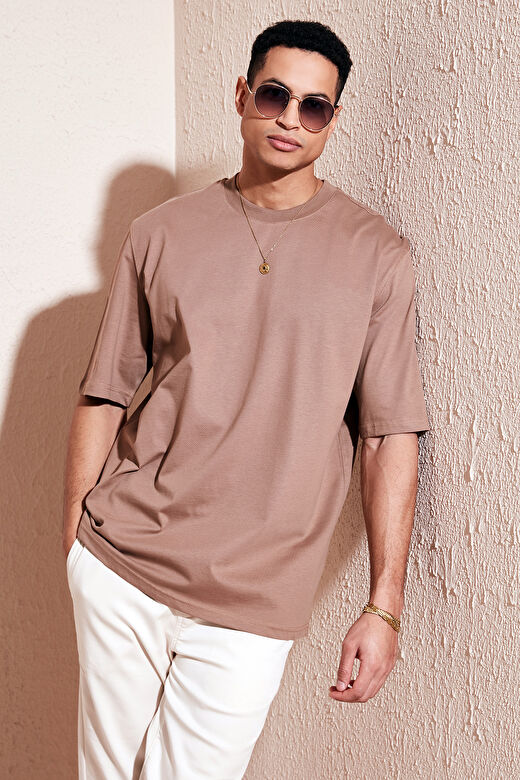 Buratti Pamuklu Oversize Bisiklet Yaka Basic Erkek T Shirt 5902365 3