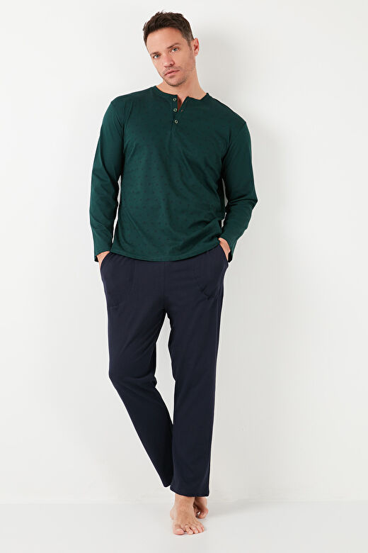 Buratti Pamuklu Beli Lastikli Regular Fit Uzun Kollu Pijama Takımı Erkek PİJAMA TAKIMI 6572008 2