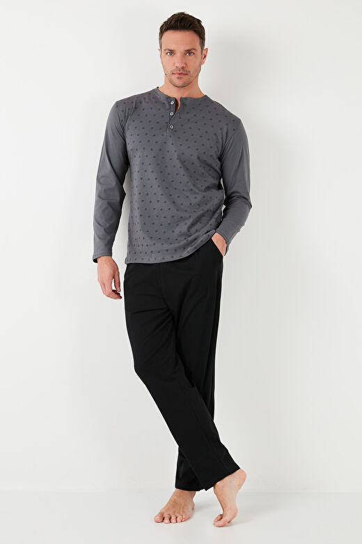 Buratti Pamuklu Beli Lastikli Regular Fit Uzun Kollu Pijama Takımı Erkek PİJAMA TAKIMI 6572008 2