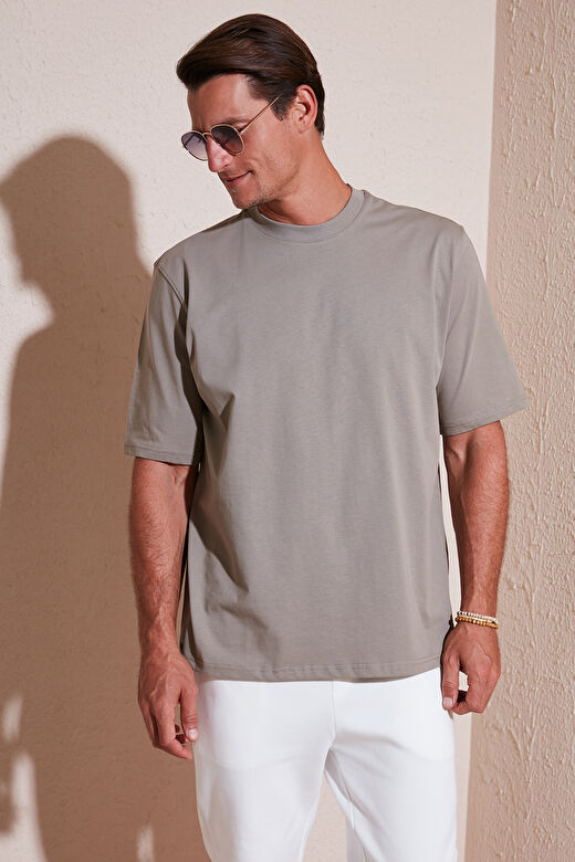 Buratti Pamuklu Oversize Bisiklet Yaka Basic Erkek T Shirt 5902365 4