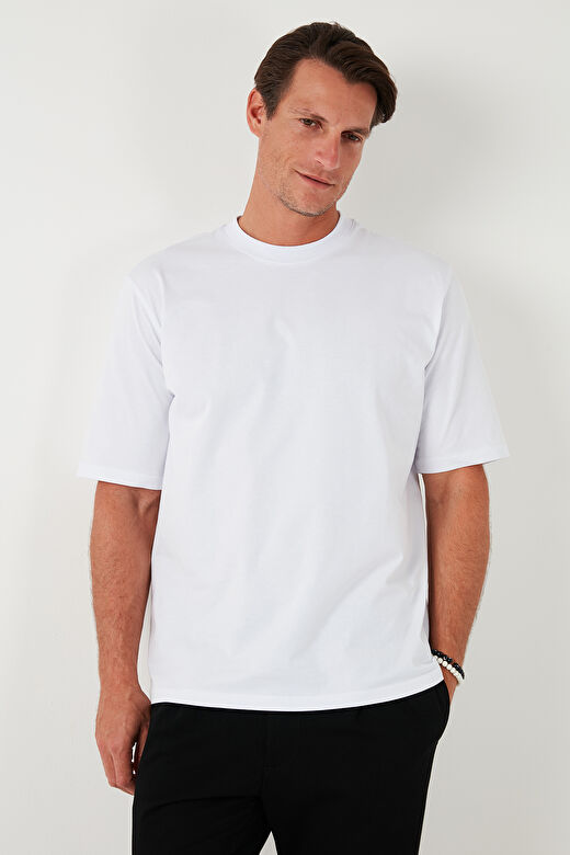 Buratti Pamuklu Oversize Bisiklet Yaka Basic Erkek T Shirt 5902365 2