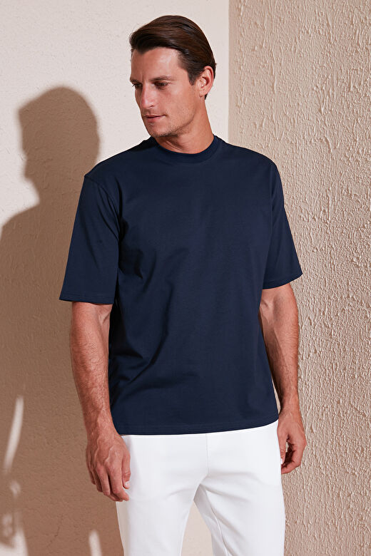 Buratti Pamuklu Oversize Bisiklet Yaka Basic T Shirt Erkek 5902365 2