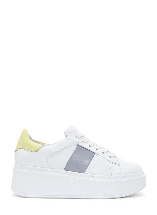 Kadın Beyaz Deri Kalın Tabanlı Sneaker 23SFD370418 1