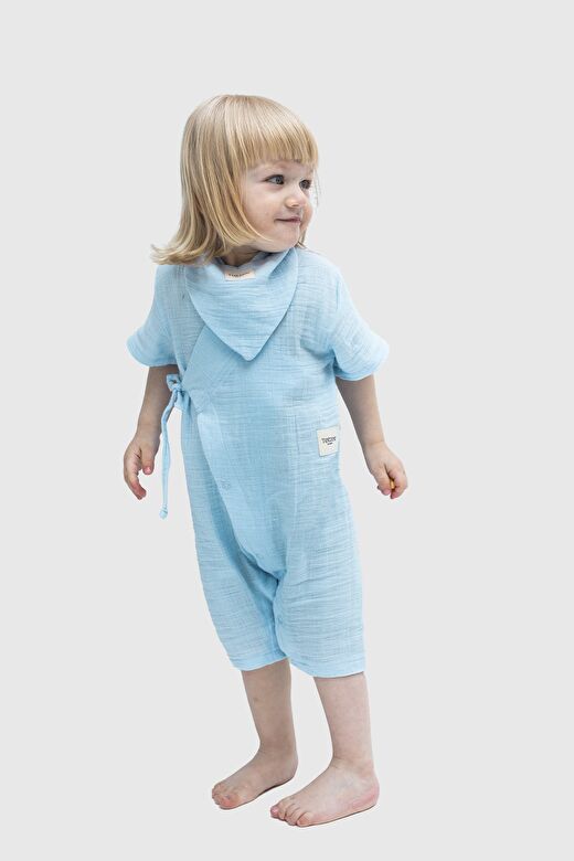 Müslin Uzun Kimono Tulum Bebek Mavisi 1