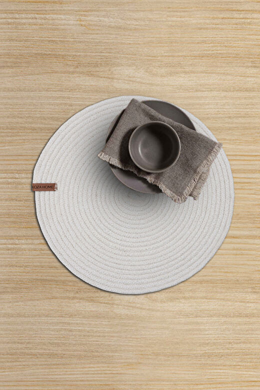 Cesta Amerikan Servis El Yapımı Pamuklu Krem Jüt Örme Dekoratif Düz Supla 37x37cm 9680 1