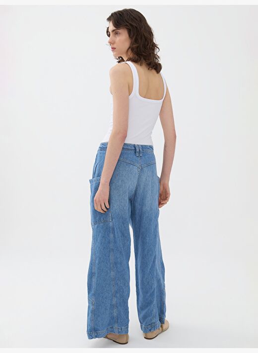 Katlanabilir Önden Bağlamalı Jean Pantolon 2