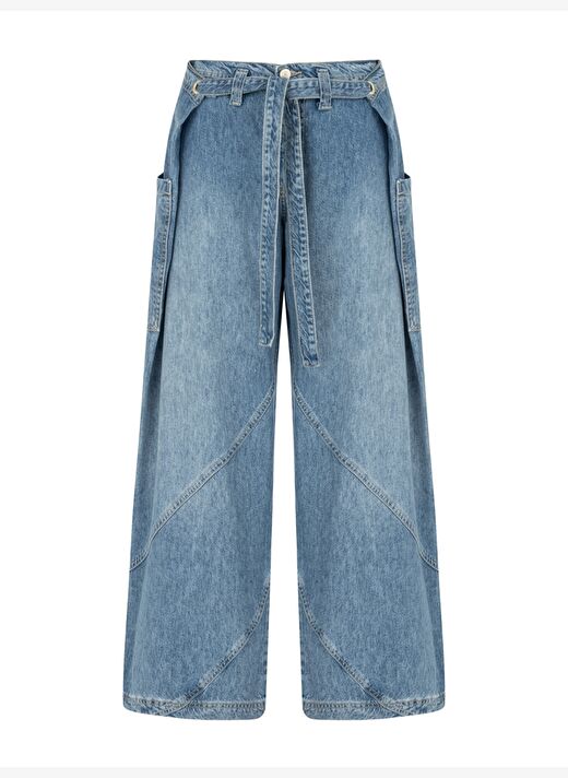 Katlanabilir Önden Bağlamalı Jean Pantolon 3