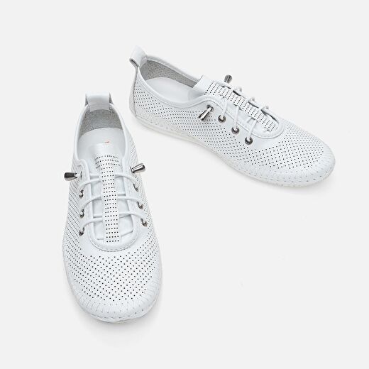 Hakiki Deri Beyaz Yaya Kadın Günlük Ayakkabı 3