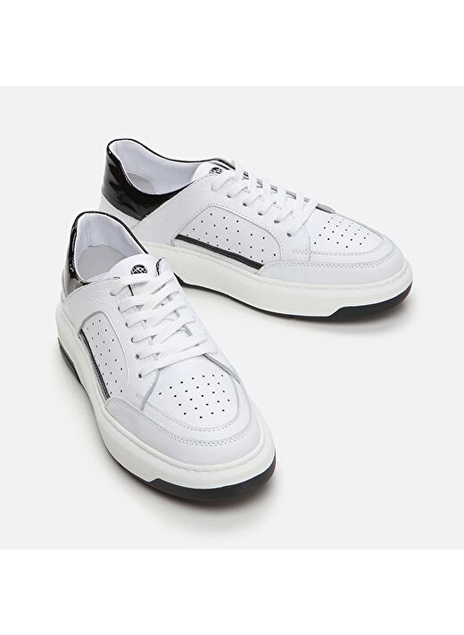 Hotiç Beyaz-Siyah Erkek Deri Sneaker 02AYH288650A900 3
