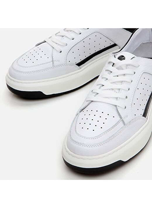 Hotiç Beyaz-Siyah Erkek Deri Sneaker 02AYH288650A900 4