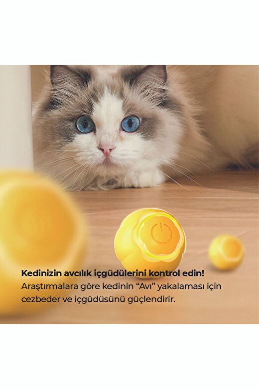 Akıllı Kedi Topu, Kendinden Hareketli Kedi Oyuncağı, Interaktif Kedi Köpek Topu Pembe 2